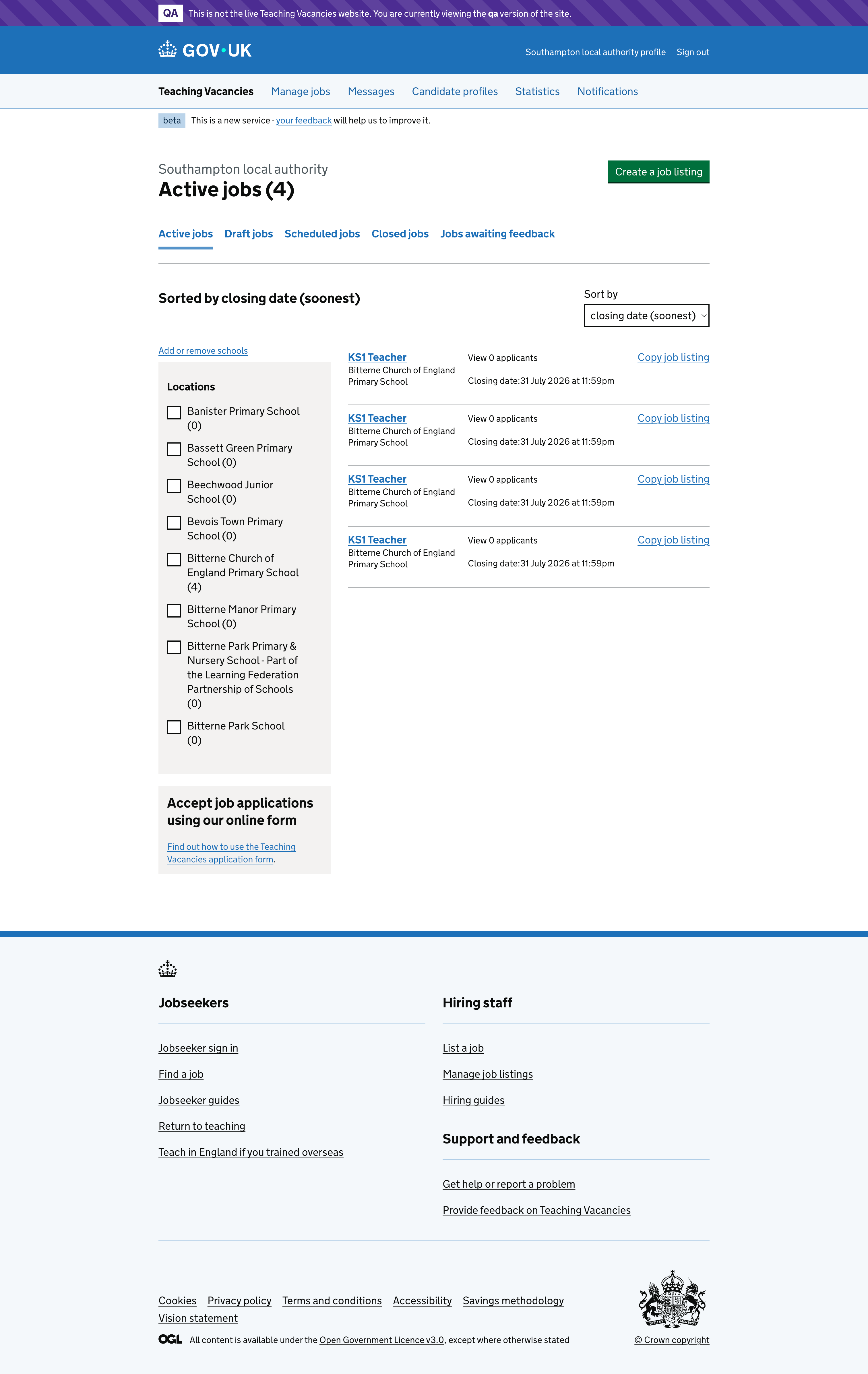 Screenshot of The new sorting functionality done using a dropdown which is more consistent with other areas of the service